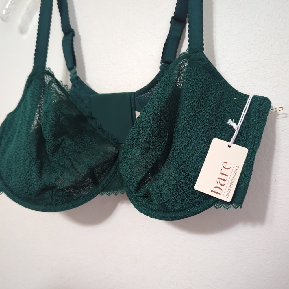New Balconette Push Up Green Underwire Bra Bare NECESITIES Lace US 40DD